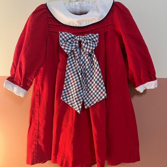 sophie & lucas Other - Classic Red Kids Dress with Plaid Bow